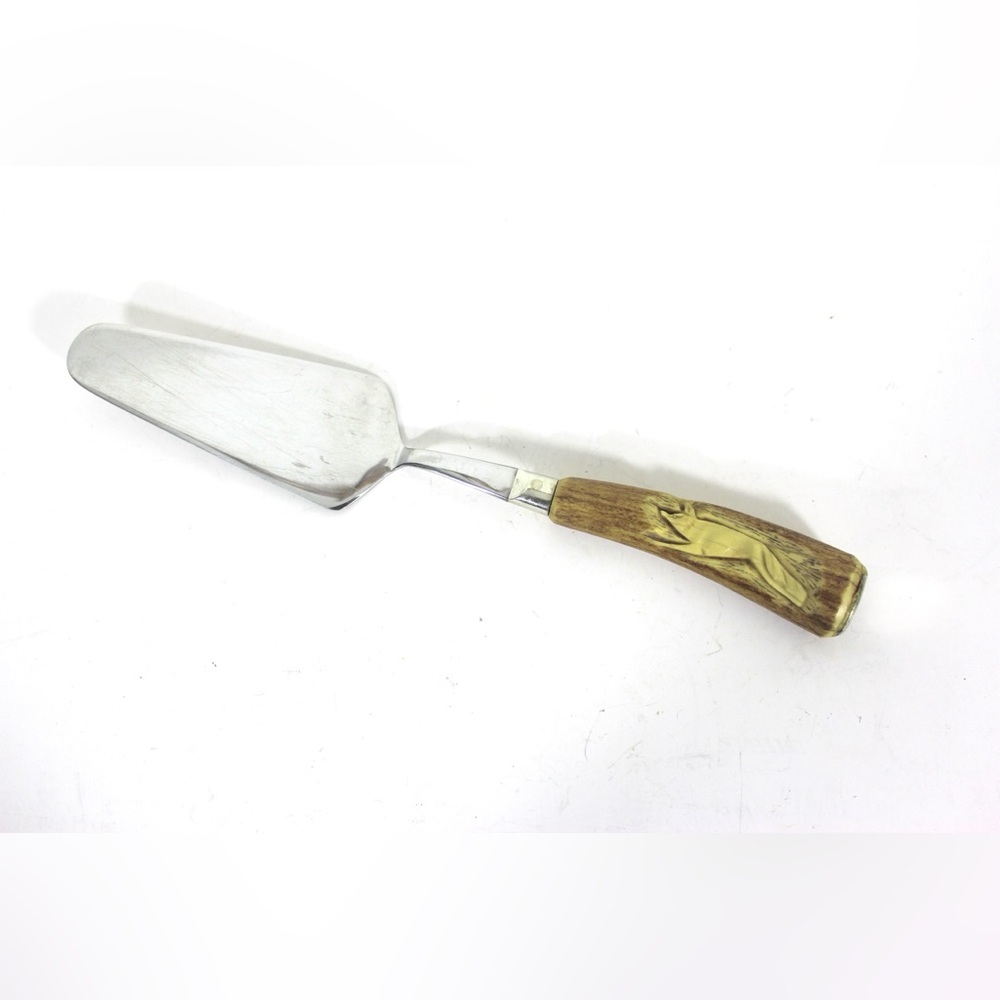 Vintage Walter Willms Carved Antler Cake Server, German Utensils, Natural, Rare